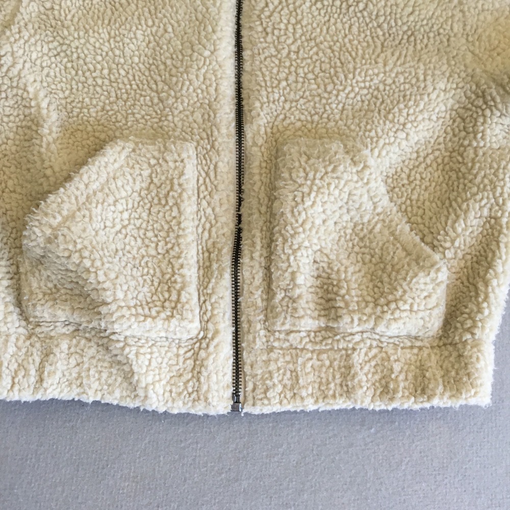 Aeropostale Cream Sherpa Teddy Fleece Zip Up Bomber Jacket Medium - Picture 2 of 8